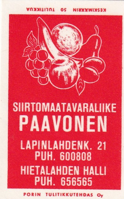 Helsinki , Siirtomaaliike Paavonen   4/2