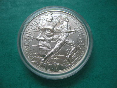 100 mk hopea juhlaraha Paavo Nurmi ja urheilu - 1997