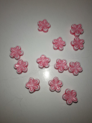 12 kpl pinkki kukka helmi