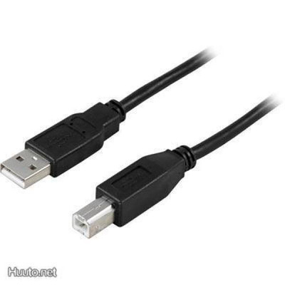 Deltaco USB 2.0 kaapeli A uros - B uros, 2m, musta *UUSI*