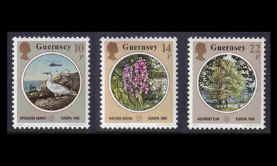 Guernsey 358-60 ** Europa luonnonsuojelu (1986)