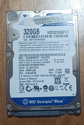 Western Digital WD3200BPVT-22JJ5T0 - 320GB 5.4K RPM SATA 2.5