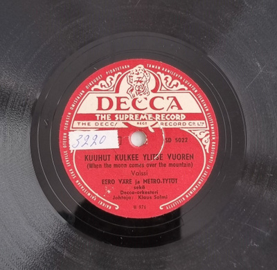 Savikiekko 1948 - Eero Väre ja Metro-Tytöt - Decca SD 5022