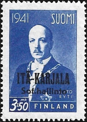 1941 Itä-Karjala Ryti 3,50 mk Normaali R ** LaPe I-K 26 I