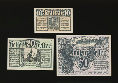 Itävalta Notgeld 10, 20, 50 Heller, Sankt Veit