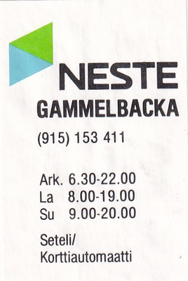 Gammelbacka NESTE  3/8