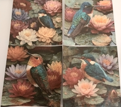 Kuviopaperit LINNUT / 4 kpl -setti / 15 x 15 cm