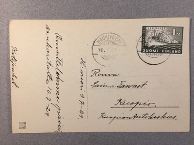 Postilähetys Haukivuori 10.7.1929