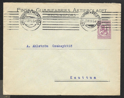 Postilä. - Saarinen 0,40mk (LAPE 72A) Helsinki 27.8.1919