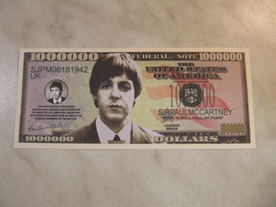 Paul McCartney miljoona dollaria seteli.