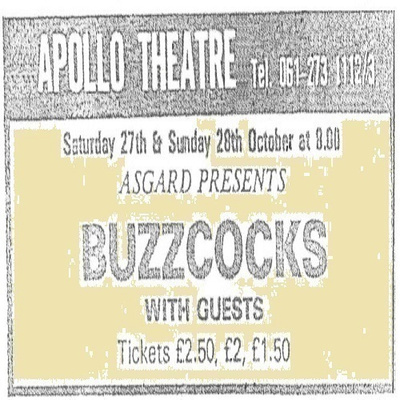 BUZZCOCKS apollo theatre manchester 27/10/1978 ...uk classic