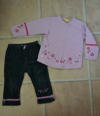 Napero vaaleanpun tunika 86cm & Friends velourhousut 80/86cm