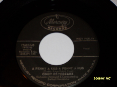 7" CINDY DEVEREAUX - A Penny A Kiss-A Penny - single 1960 EX