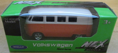 VW Transporter Sonderbus Peach-White Welly Nex Models 1:60