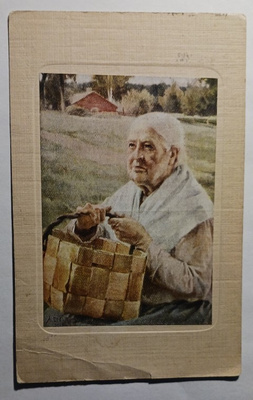 Albert Edelfelt: Vanha nainen pärekoppa sylissään, p. 1930