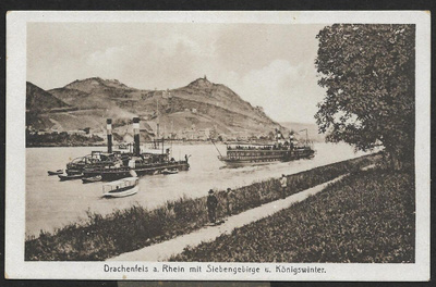Saksa - Höyrylaivoja Reinillä Drachenfelsin kohdalla