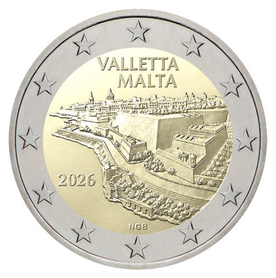 ** MALTA 2€ 2026 Valletta pillerissä **