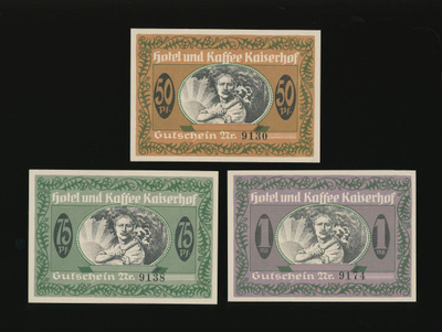 Saksa Notgeld 50, 75 Pfg, 1 Mark Münster