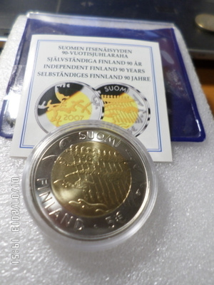 5 Euroa Suomen itsenäisyyden 90-vuotisjuhlaraha    2007