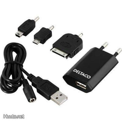 Deltaco USB Laturi Sarja, USB A, Micro-B, Mini-B ja telakka