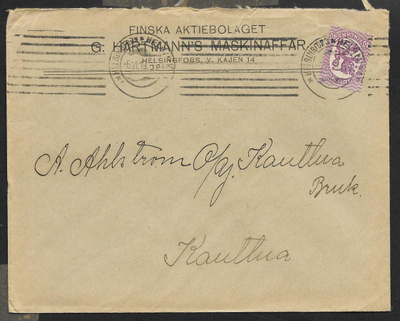 Postilähetys - Saarinen 0,40mk (LAPE 72A) Helsinki 6.6.1919