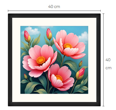 Uusi kukka taulu koko 40 cm x 40 cm kehyksineen