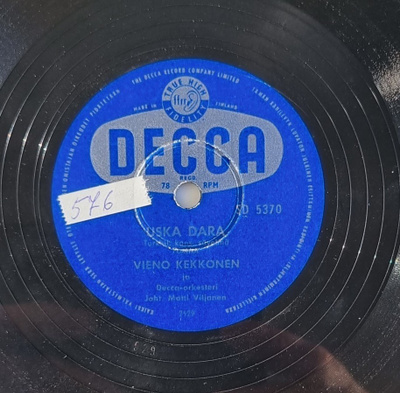 Savikiekko 1956 - Vieno Kekkonen - Decca SD 5370
