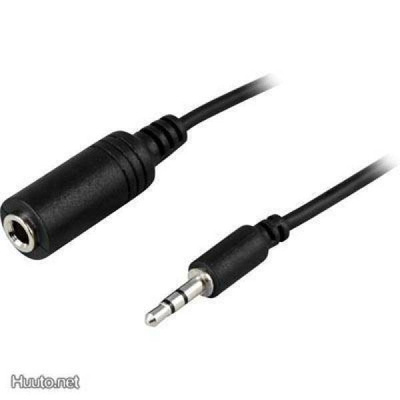 Deltaco 2.5mm u - 3.5mm n adapteri kaapeli, 0.5m, musta UUSI