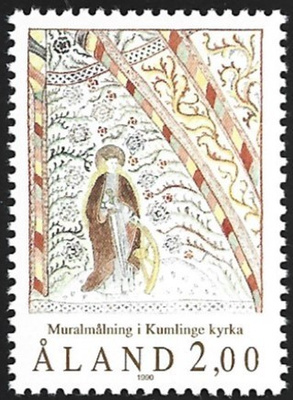 Ål 1990 Kumlingen kirkon seinämaalaus 2,00 mk ** LaPe 043