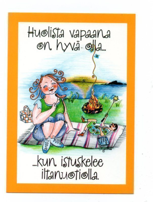 "HUOLISTA VAPAANA...ILTANUOTIOLLA" -KORTTI /N.Ramstadius