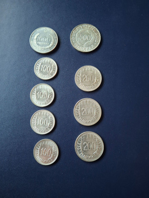 Suomalaiset hopearahat 1952-1960 yht. 9 kpl