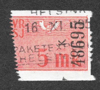 VR rautatiemerkki 5mk (LAPE 120) hammastevirhe