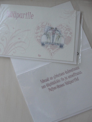 2-OSAINEN kortti - hääparille- edessä on yhteinen ...