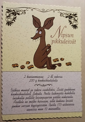 Muumi-kortti: Nipsun pikkuleivät -resepti, ei p.