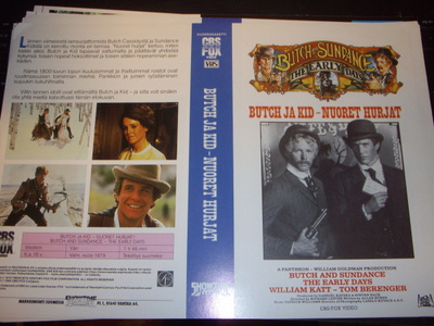 Vhs kansipaperi Fix - BUTCH JA KID - NUORET HURJAT