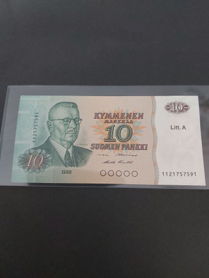 Pakka sileä 10mk Litt A seteli 1980