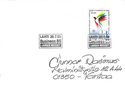 LAHTI 26.7.85 BUSINESS 85 LAHDEN MESSUT ERIK.LEIMA KUORELLA