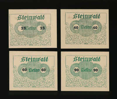 Itävalta Notgeld 25, 40, 60, 90 Heller, Steinwald