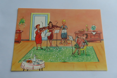 Kvartetti soittamassa (Paperitaide)