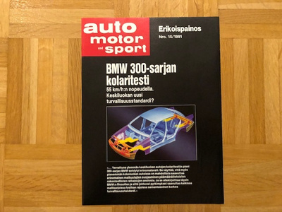 Lehti Auto Motor und Sport 1991 kolaritesti BMW E36 3-sarja