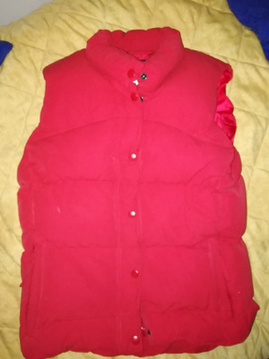 H&M 36/38 punainen toppaliivi untuva huputon 