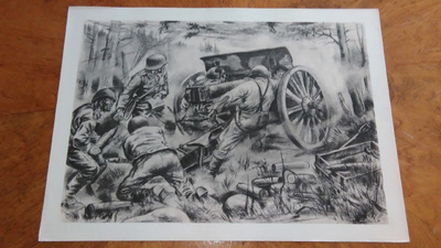 Jatkosota Tykistö Sotapiirros Lindeberg 1942