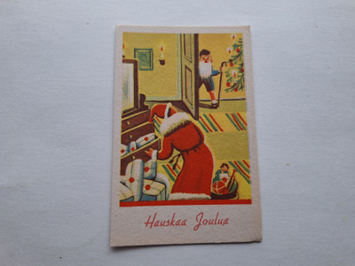 Vanha Joulukortti - koko 11 x 7 ( Kulkematon )