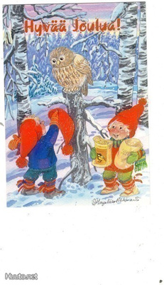 Joulupostikortti. Marjaliisa Pitkäranta.