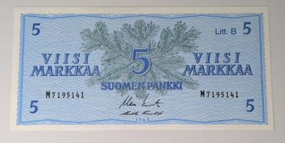 5 Markkaa 1963 Litt. B M7195141