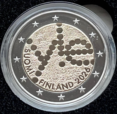 Suomi PROOF 2026 2€ YLE 100 vuotta Juhlaraha