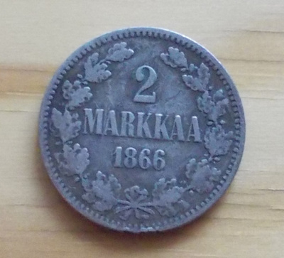 2 Markkaa 1866 Hopeaa Aleksenteri II