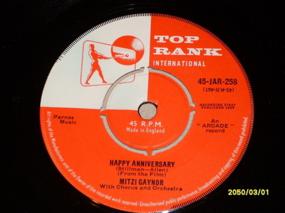 7" MITZI GAYNOR - Happy Anniversary - single 1959 pop EX