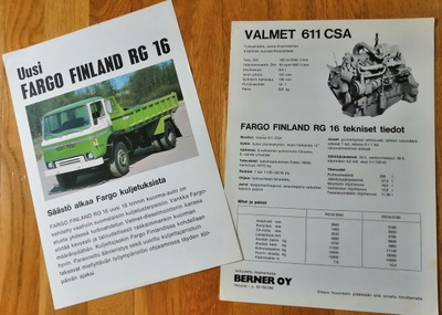 1976 Fargo Finland RG 16 esite - KUIN UUSI - suom - truck