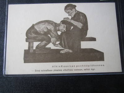 Albin Kaasisen puukääpiökansa. Postikortti